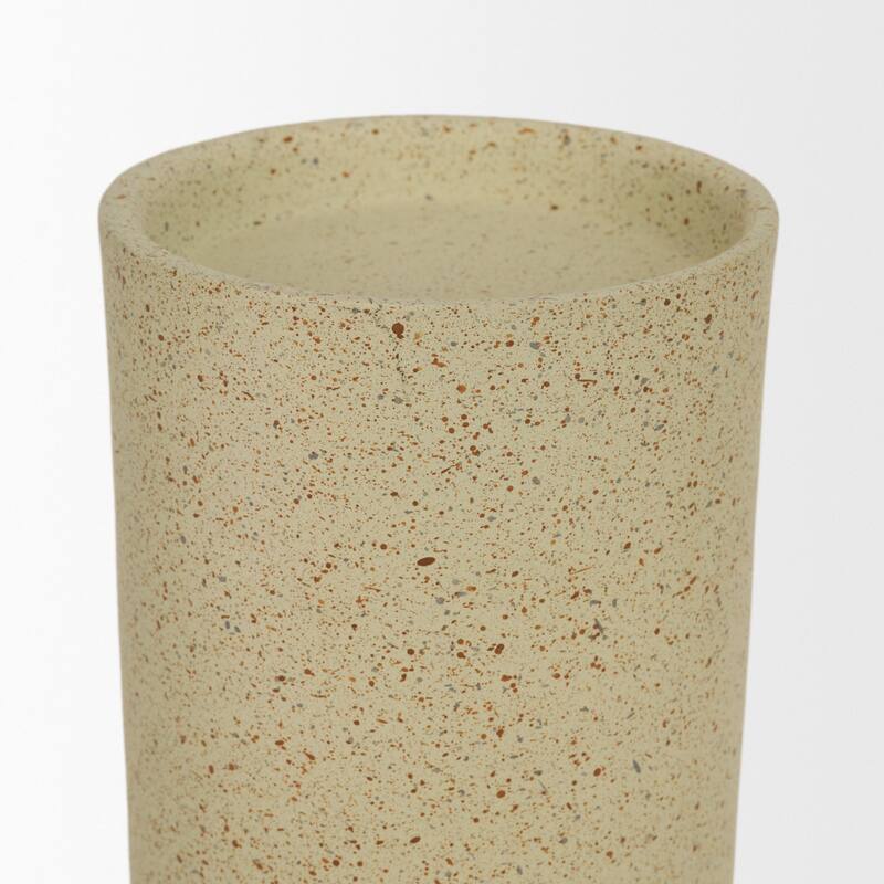 Akira Large Textured Beige Metal Pillar Candle Holder