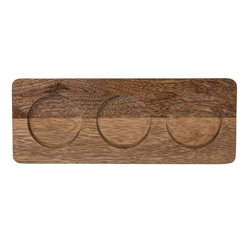 Stoneware Serving Dish with Mango Wood Base