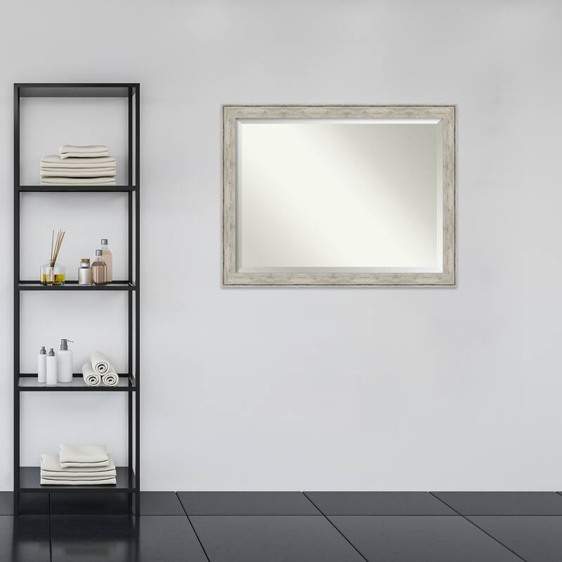 Beveled Wall Mirror - Crackled Metallic Frame - Crackled Metallic