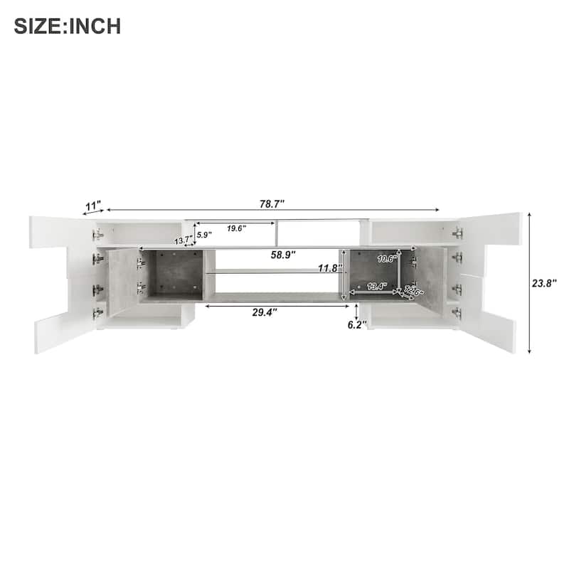 Modern Stylish TV Stand for TVs up to 88 Inches with LED Color-Changing Lights and 2 Glass Shelves, for Living Rooms