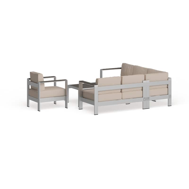 Shore 5 Piece Outdoor Patio Aluminum Sectional Sofa Set