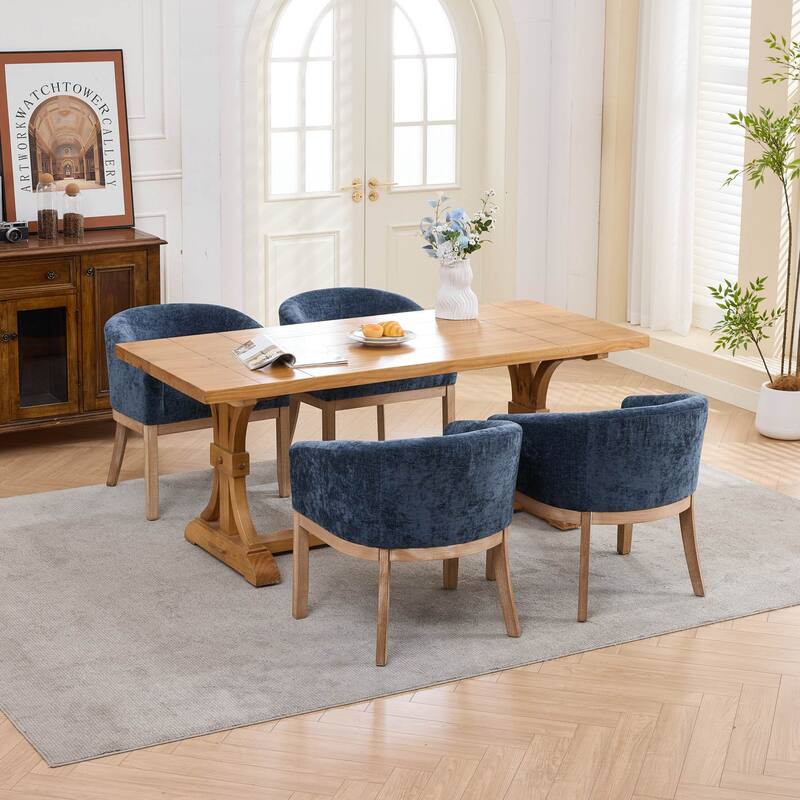 Roomfitters Upholstered Dining Chairs with Barrel Back & Wood Legs, Modern Accent Side Chairs for Kitchen and Living Room