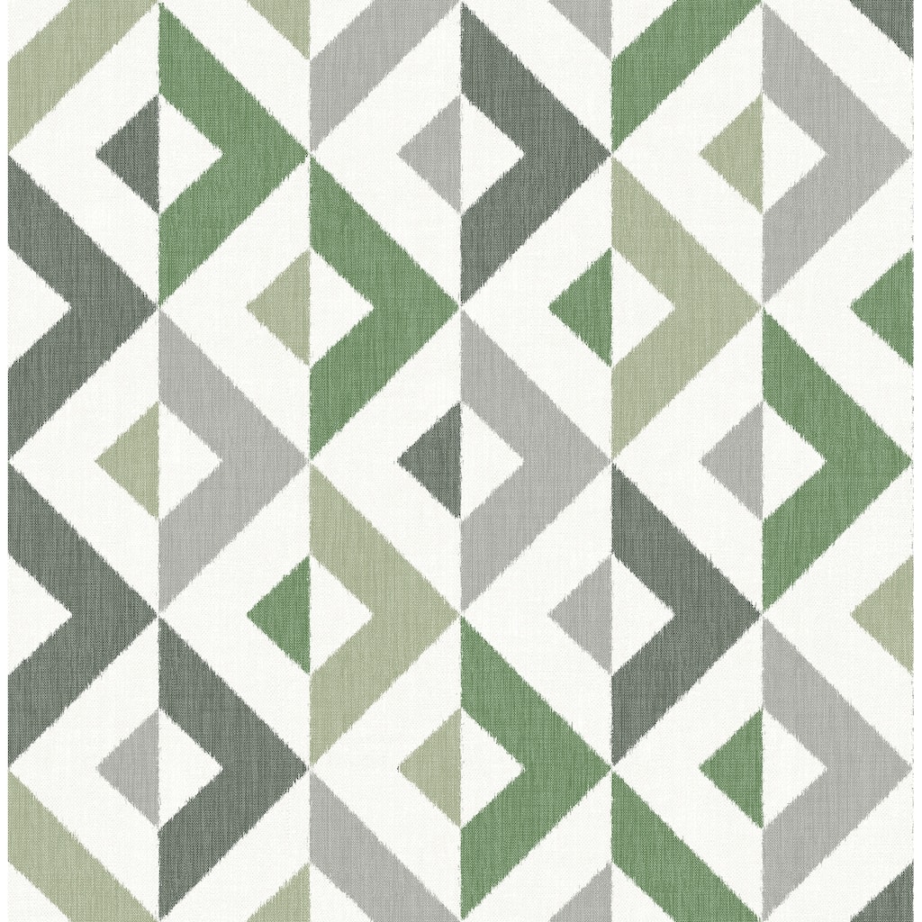 A-Street Prints Seesaw Green Geometric Faux Linen Wallpaper