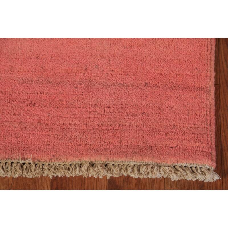 Pink Gabbeh Modern Rug Hand-Knotted Pink Wool Carpet - 2'9" x 3'11"