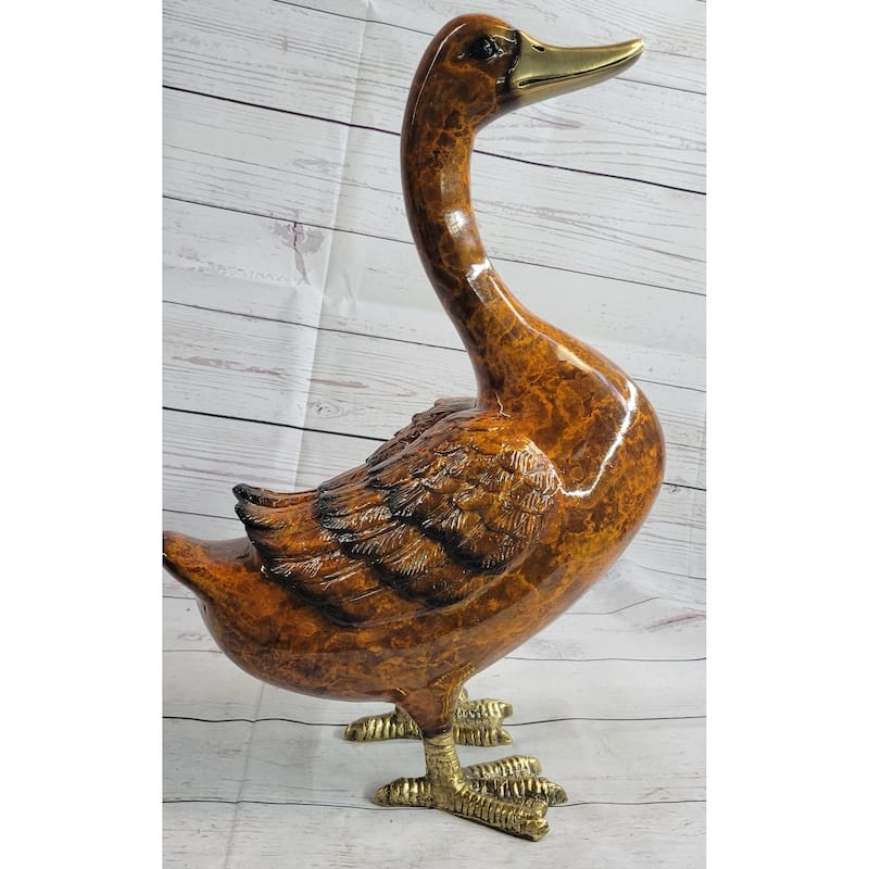 Duck Bird Bronze Statue Sculpture Figure Life Size Decor Painted Moigniez 17 Inches X 15 Inches