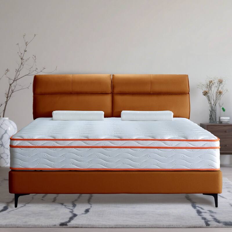 GDFStudio - Elowen 12 Inch Mattress Hybrid Memory Foam and Pocket Coil Eurotop - White - Twin - Medium