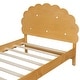 preview thumbnail 11 of 13, Full Size Cookie-Shaped Kids Bed with LED Light & Upholstered Curved Headboard, Walnut