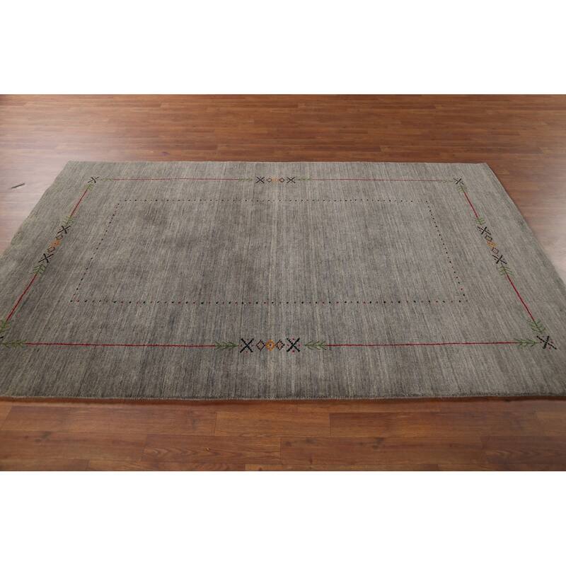 Striped Gabbeh Oriental Area Rug Handmade Contemporary Wool Carpet - 5'1"x 7'10"