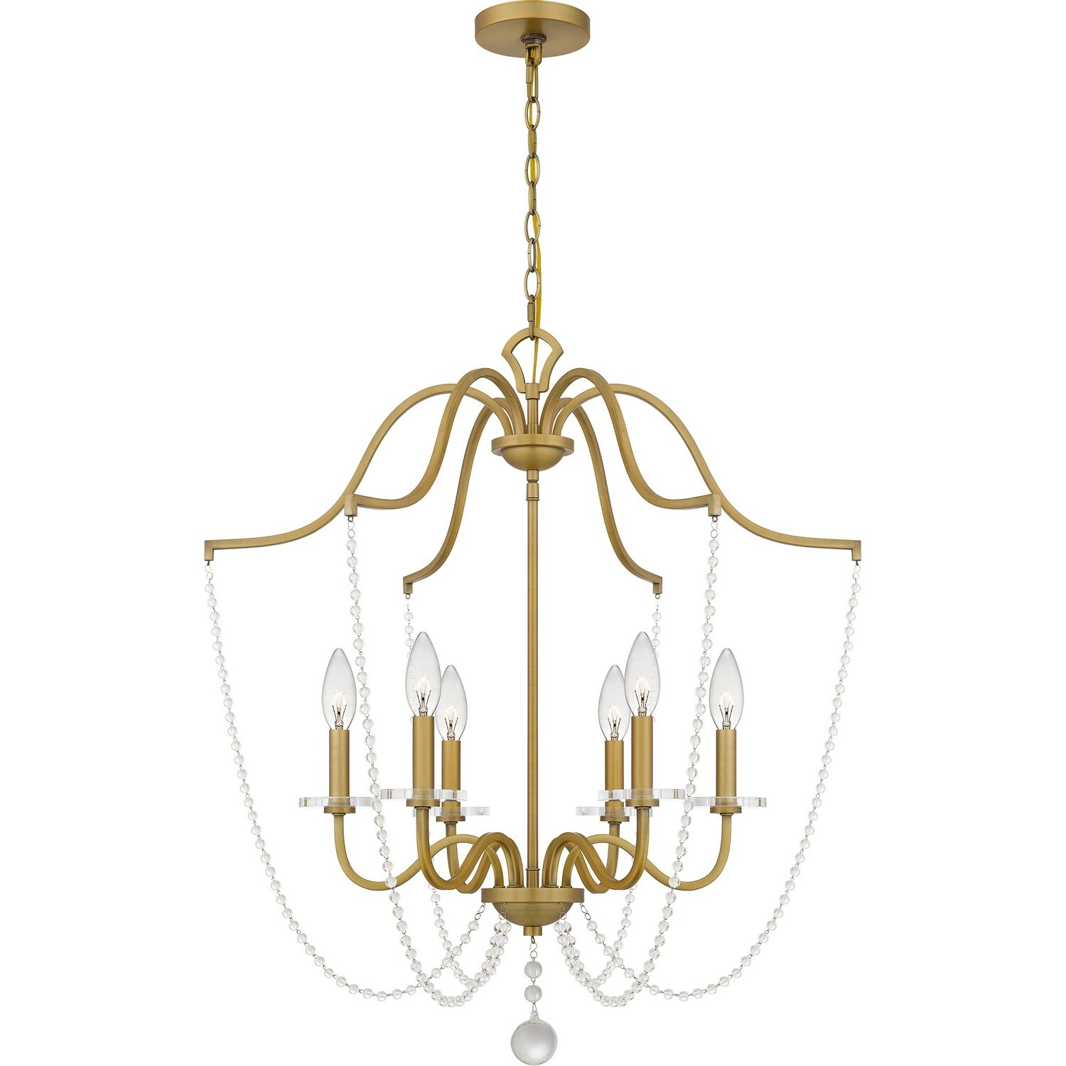 Aged Brass Six Light Chandelier from the Sunday Collection