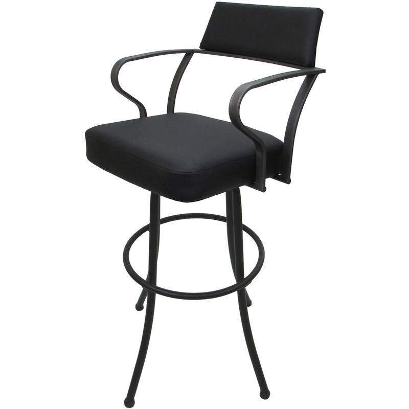 Carolina Extra Tall 34" Swivel Metal Spectator Bar Stool - 34" Seat Height - Black Vinyl - Grey
