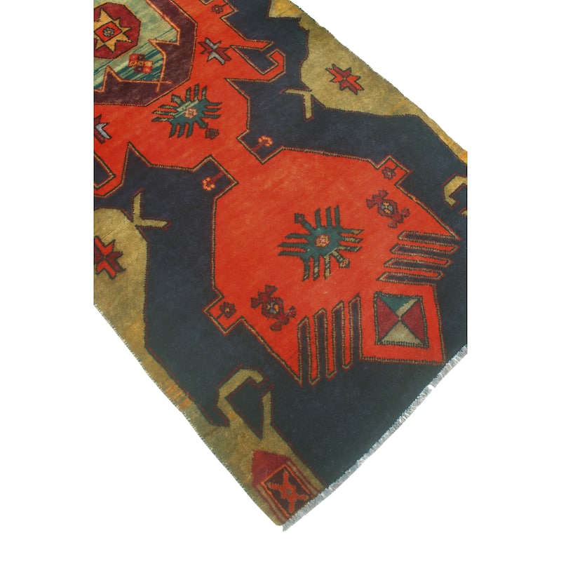 Fine Vintage Distressed Raushan Red/Navy Runner - 3'0" x 9'11"