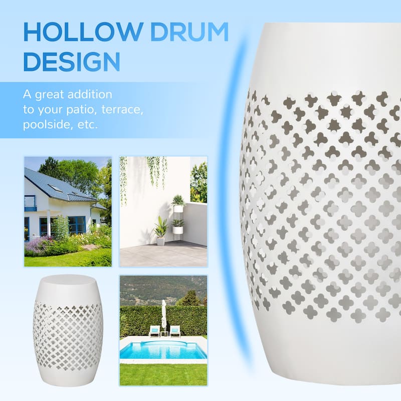 Steel Round Hollow Drum Side Table, Accent Table