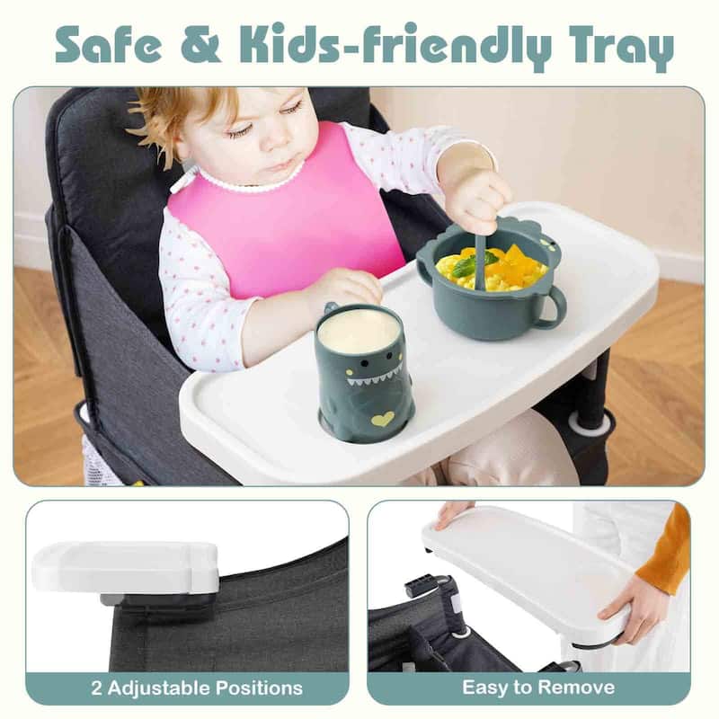 Costway Folding Baby High Chair with 2-position Tray Adjustable Safety - See Details