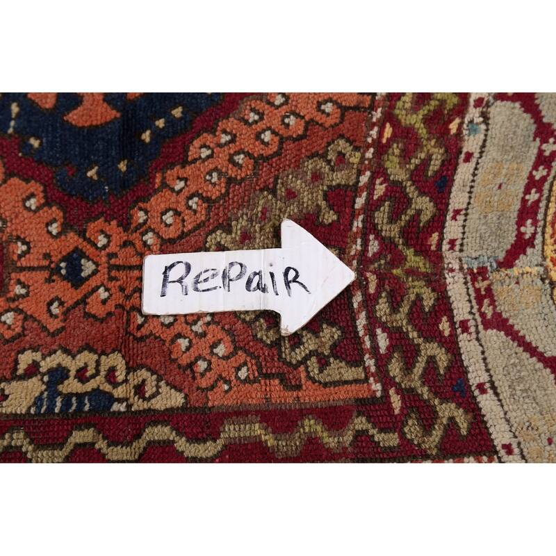 Pre-1900 Antique Vegetable Dye Oushak Turkish Wool Area Rug Handmade - 3'7" x 8'2"