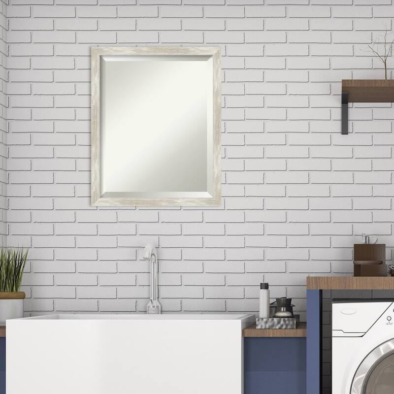 Beveled Wall Mirror - Crackled Metallic Narrow Frame - Crackled Metallic Narrow