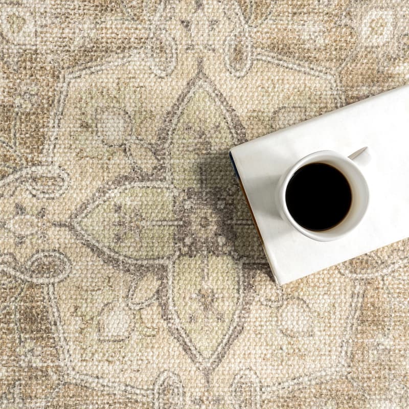 Spindle Medallion Wool and Cotton Area Rug