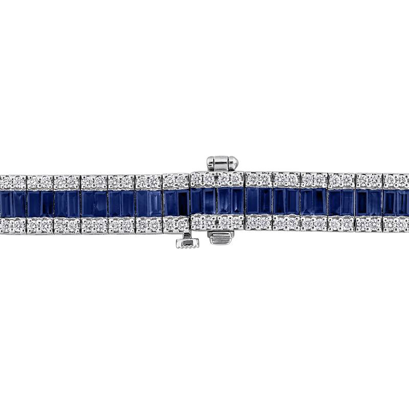 Miadora 14k Gold Diamond and Sapphire Tennis Bracelet 7.25"