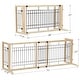 preview thumbnail 11 of 15, 38"-71" Adjustable Freestanding Pet Gate - Natural Wood Design for Doorways and Stairs