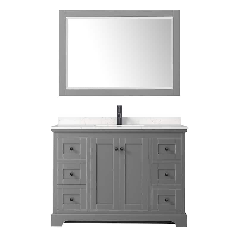 Avery 48 Inch Single Vanity, Cultured Marble Top, 46 Inch Mirror