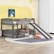 preview thumbnail 16 of 42, Full Over Full Wooden Bunk Bed,Low Bunk Bed with Built-In Ladders and Slides