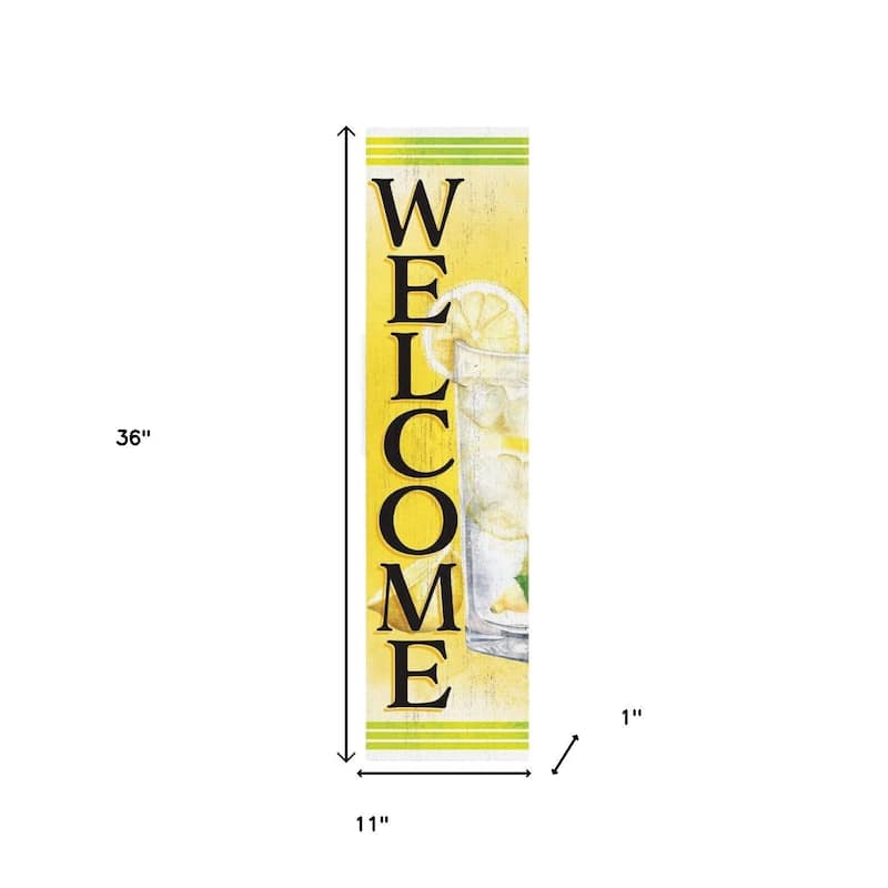 HomeRoots 36" Yellow And Green Solid Wood Welcome Porch Sign