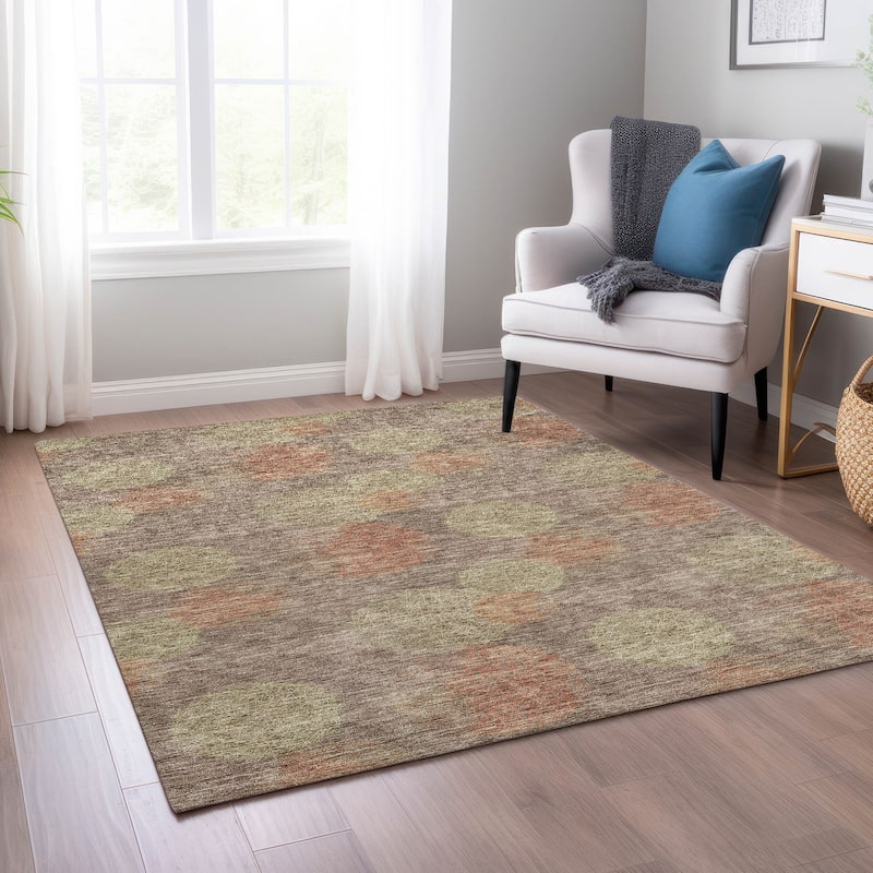 Machine Washable Indoor/ Outdoor Boho Sphere Chantille Rug