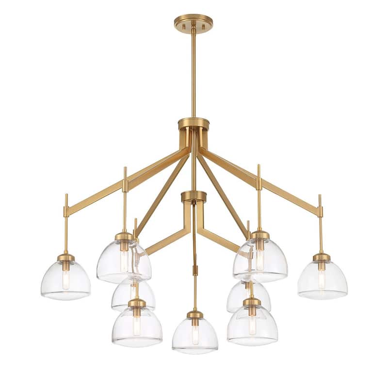 Warm Brass Nine Light Chandelier from the Corbin Collection