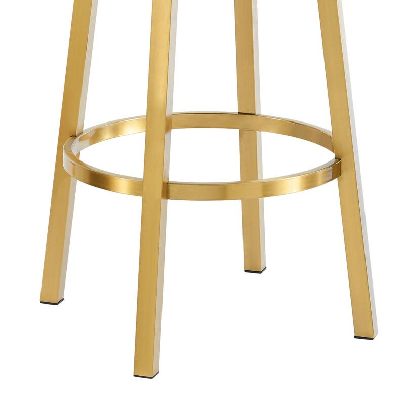 Maxi Swivel Barstool Chair, Gold Stainless Steel, Gray Faux Leather