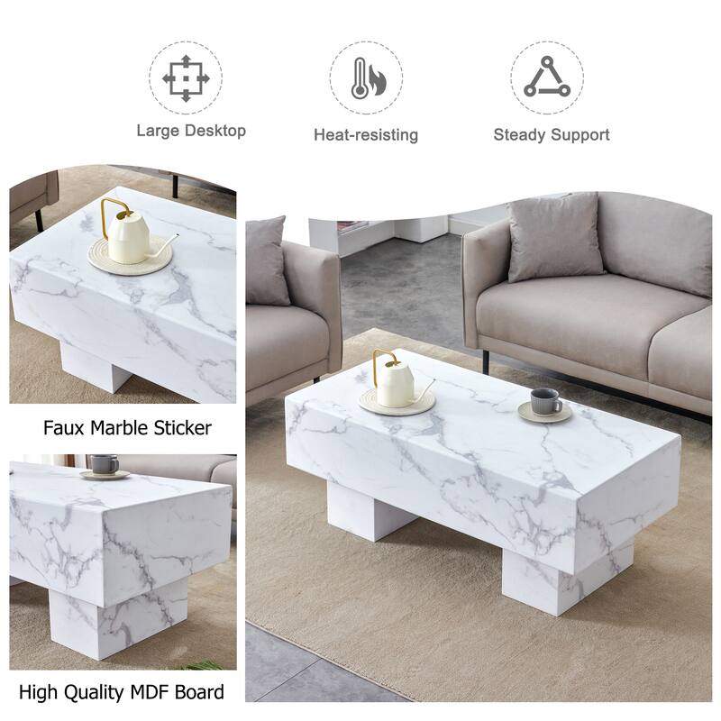 Modern Simple Marble Texture Mdf Coffee Table - Practical Model