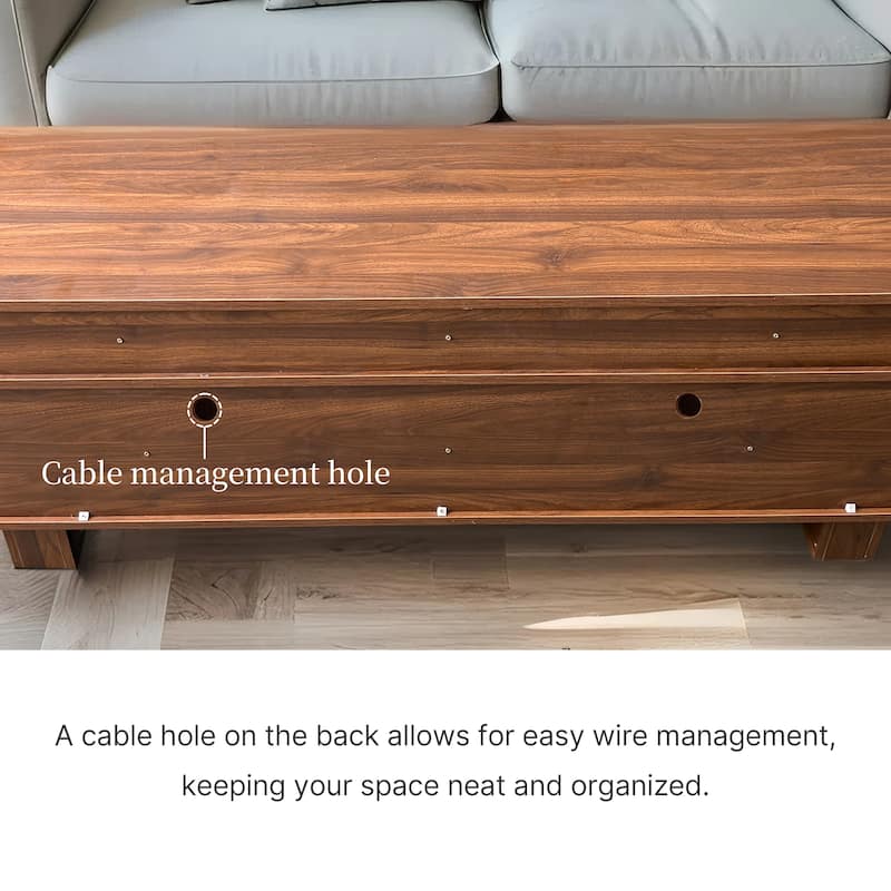 70.87" Mid Century TV Stands, Brown Wood Texture with ample Storages