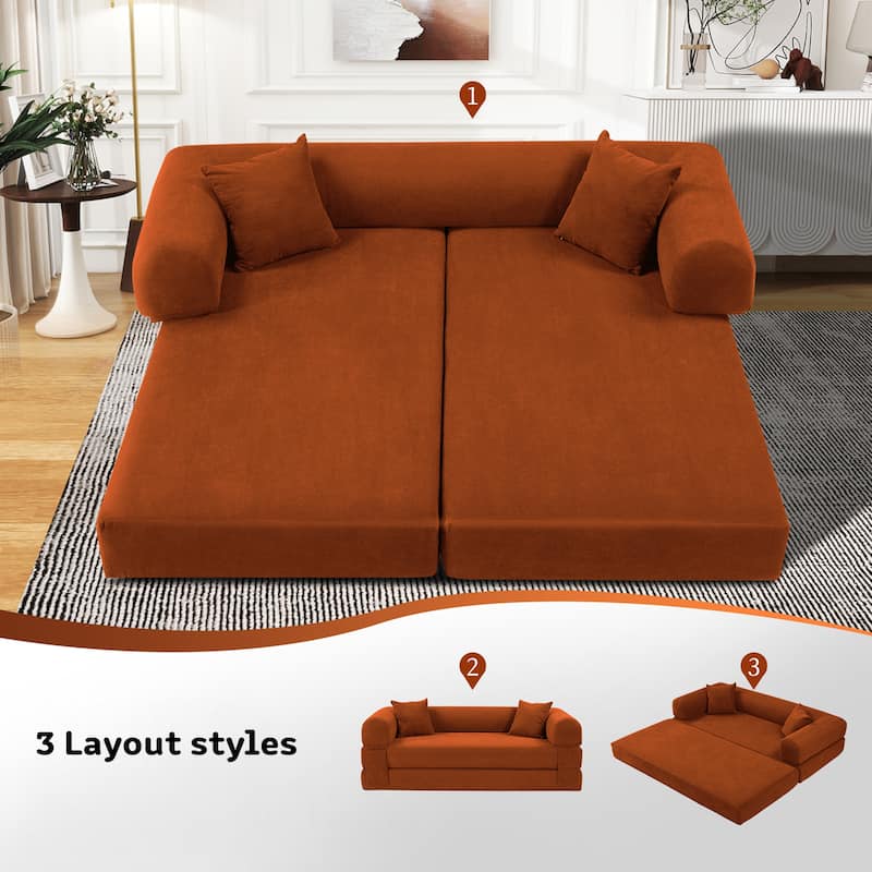 3-in-1 Convertible Sleeper Sofa with Pillows & Storage