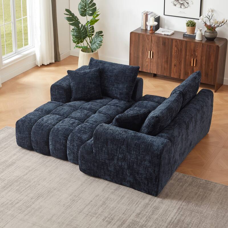 Chenille L-Shape Luxury Sectional Oversized Sofa,Mnimalist Design,Comfy Sleeper Couch