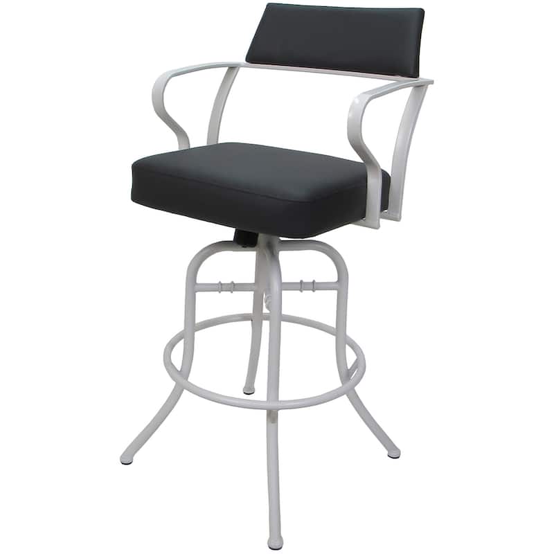 Carolina Grey Swivel Tilt Bar Height 30" Metal Bar Stool - 30" Seat - White