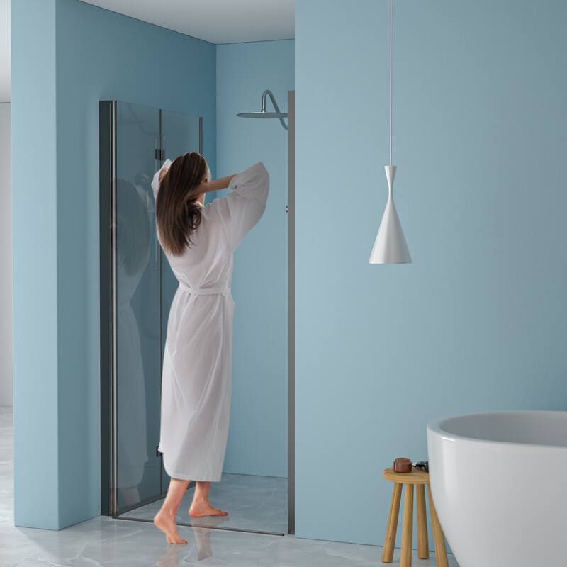 Fold Frameless Shower Door with Tempered Glass