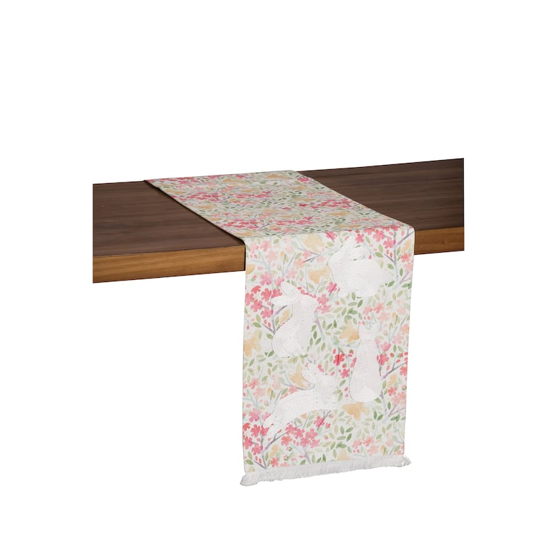 Bunnies Flowers Table Runner