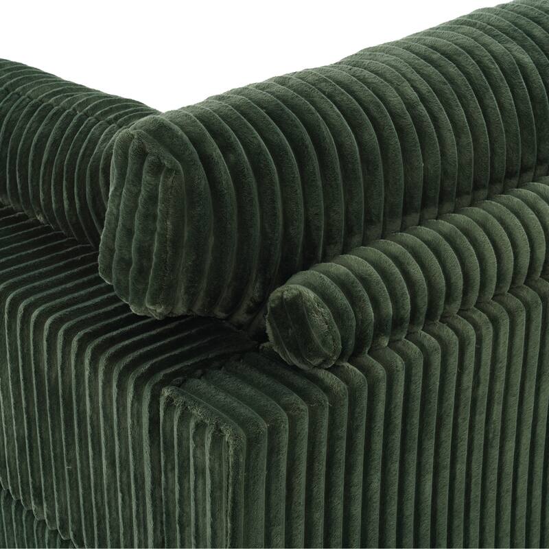 40"W Plush Corduroy Corner Accent Chair Sectional Module with Pillow