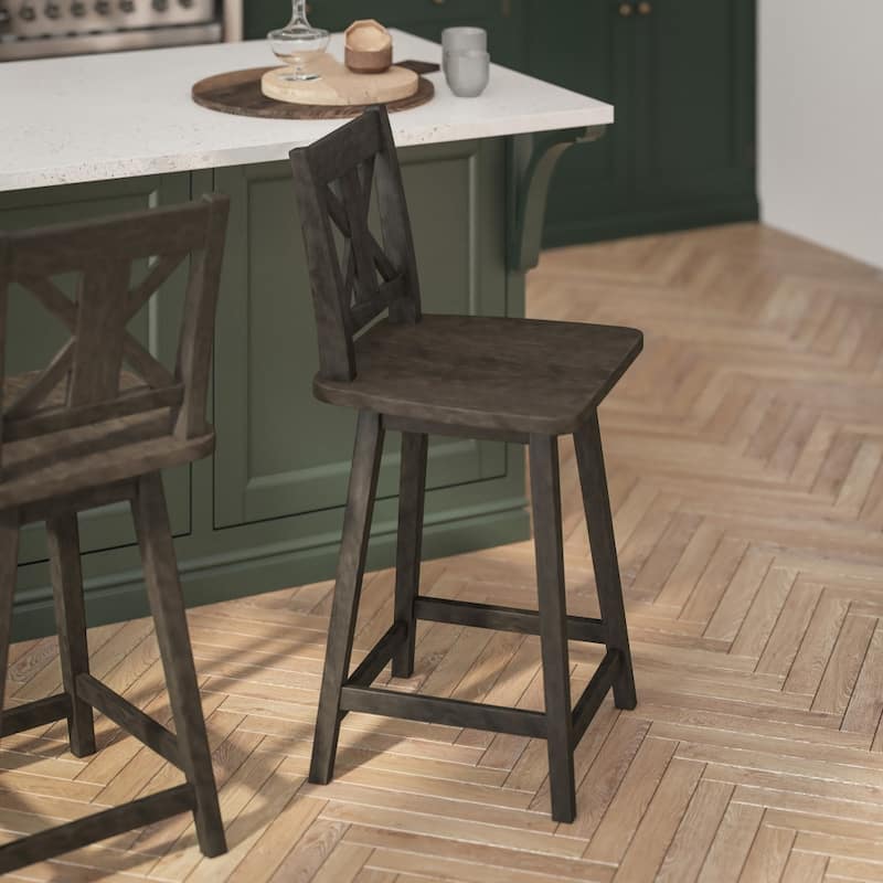 Commercial 360 Degree Swivel Wood Counter Height Stool