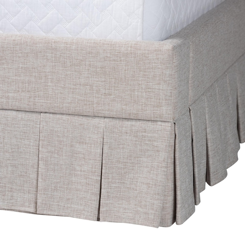 Ronelyn Platform Bed with Pleated Skirt - Fabric Upholstered Bed Frame with Panel Headboard