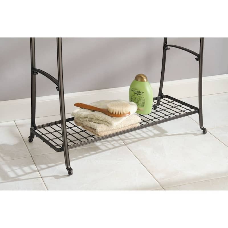 mDesign Large 3-Tier Standing Metal Bathroom Towel Holder Stand - 12 X 25