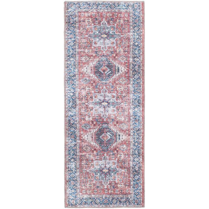 Traditional Tira Collection Area Rug - 2'x5' - Rust Red