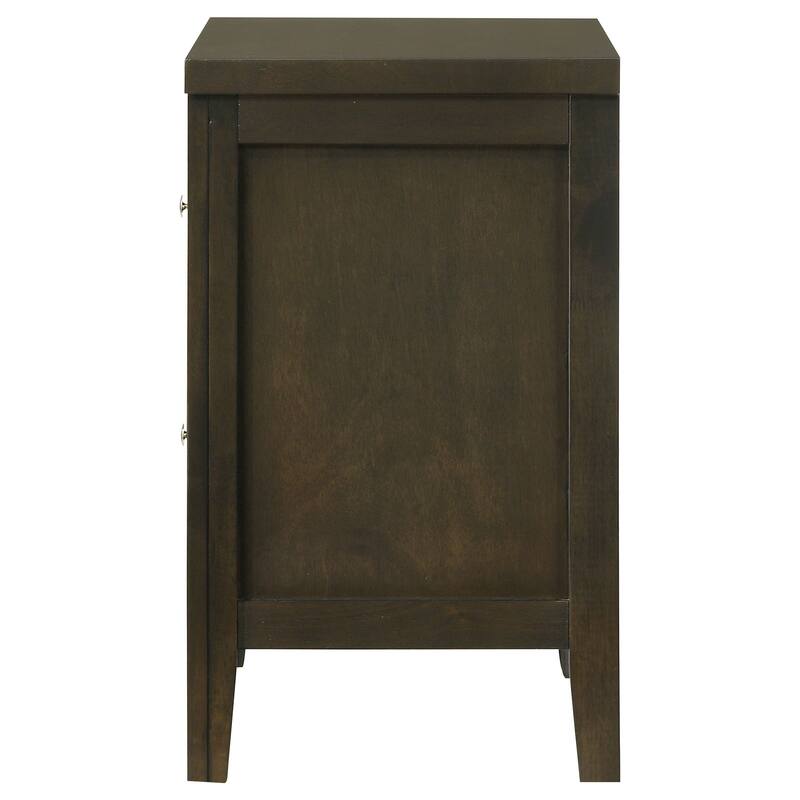 Modern Dark Cocoa 2-Drawer Nightstand with Brushed Nickel Hardware