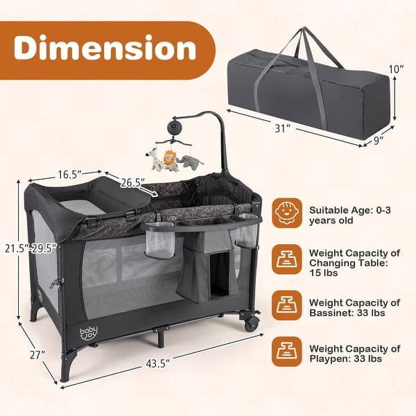 Costway 4-in-1 Adjustable Baby Bedside Sleeper with Bassinet Mattress - as pic shows - See Details
