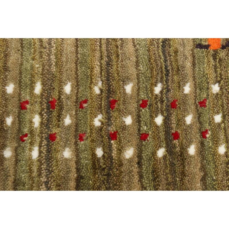 ECARPETGALLERY Hand Loomed Kashkuli Gabbeh Olive Wool Rug - 3'0 x 4'8