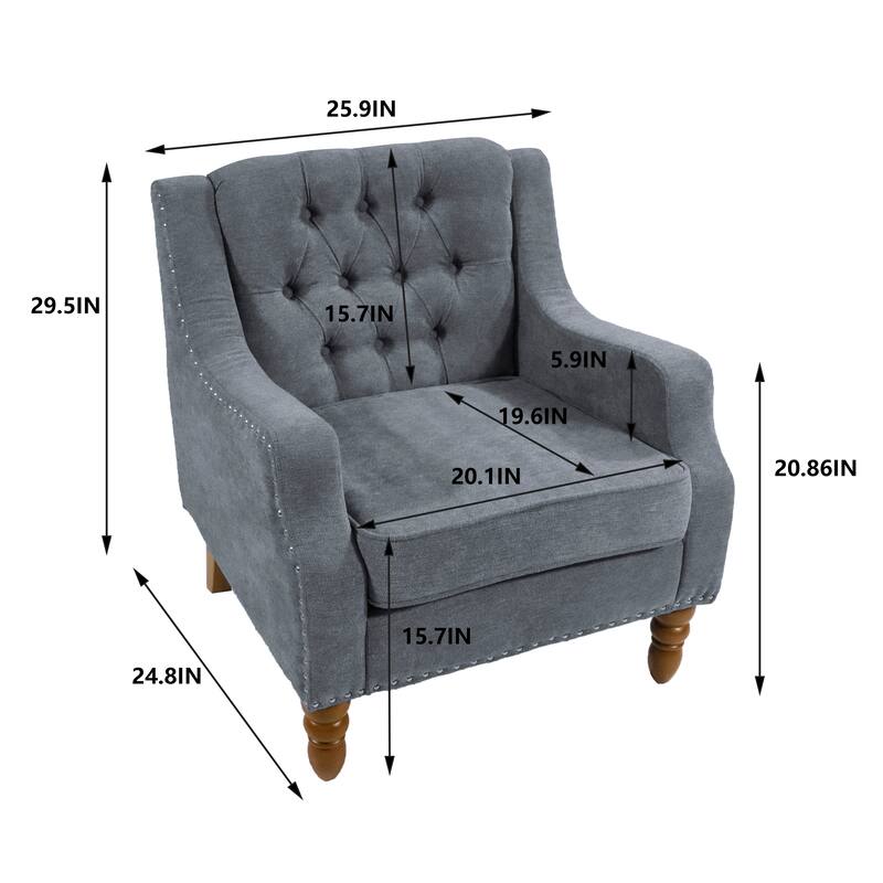 Mid-Century Modern Accent Chair Single Sofa Chair with Solid Wood Legs
