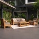 preview thumbnail 16 of 31, Cambridge Casual Logan 5-Piece Teak Patio Conversation Set with Sunbrella Cushion Sunbrella Cast Shale