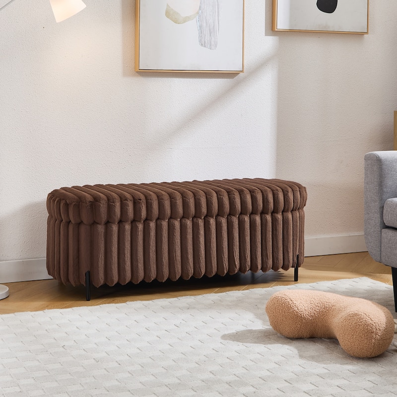 49.2"W Oversized Storage Ottoman,Modern Footstool Bench with Metal Legs - Brown