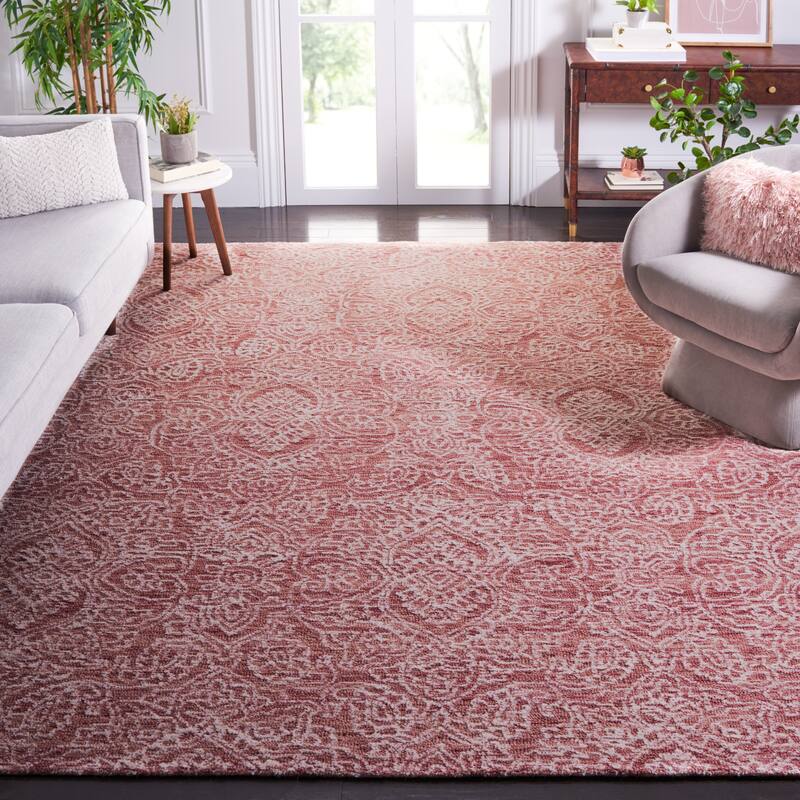 SAFAVIEH Handmade Metro Lorenzina French Country Wool Rug - 9' x 12' - Pink/Ivory - Rectangle