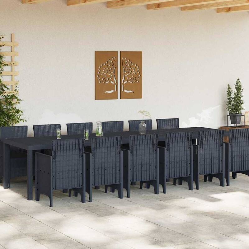 vidaXL Garden Dining Set 15 pcs Poly rattan - 39 x 138 x 29