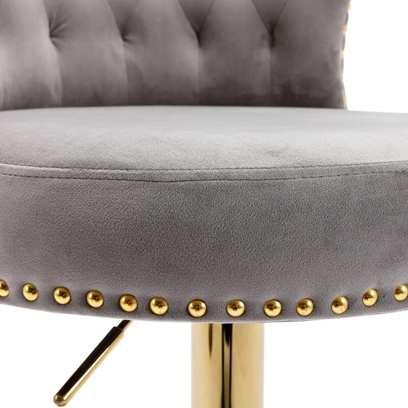 Ergonomic Swivel Bar Stools Set of 2 Adjustable Velvet Accent Chairs