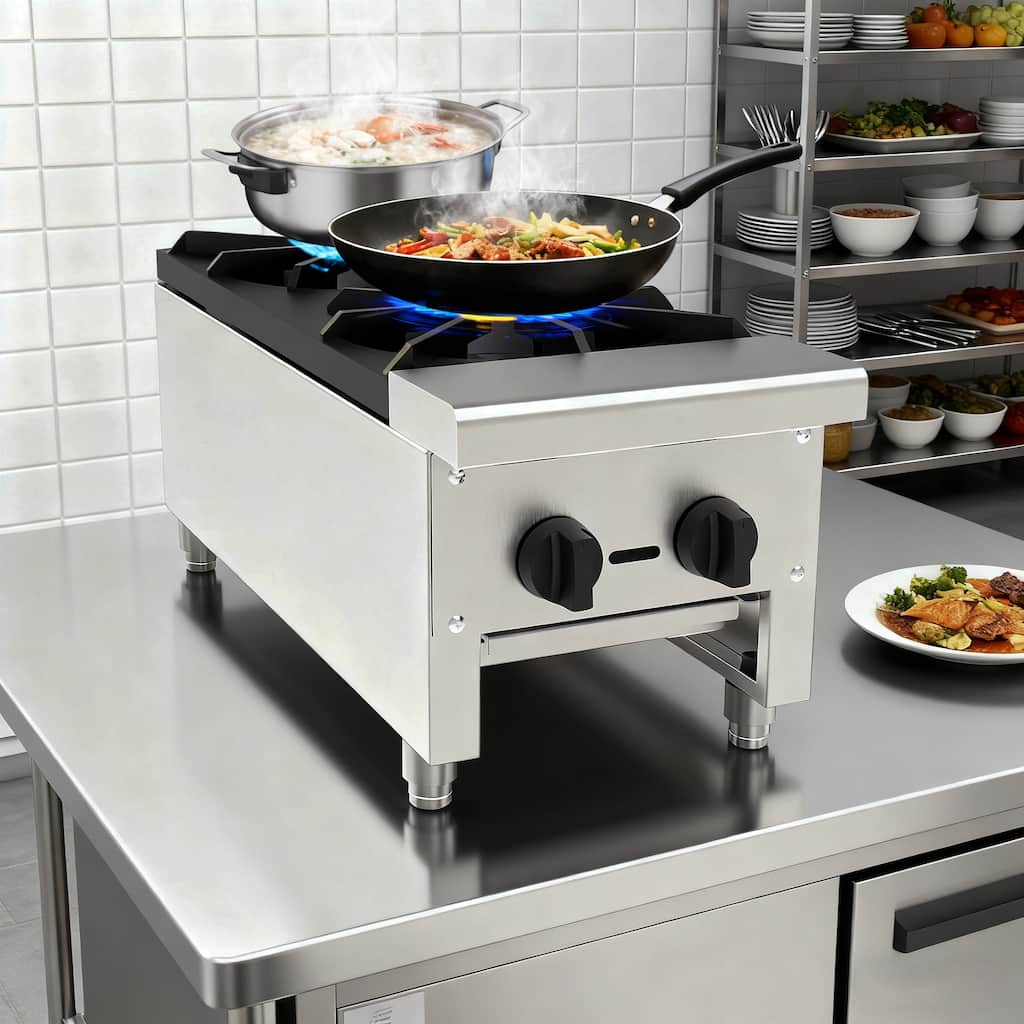 Gas Stove with 2 Burners,Propane Countertop Cooking Stove Range,StainlessSteel Gas Hot Plate,Cooking Equipment,56,000BTU